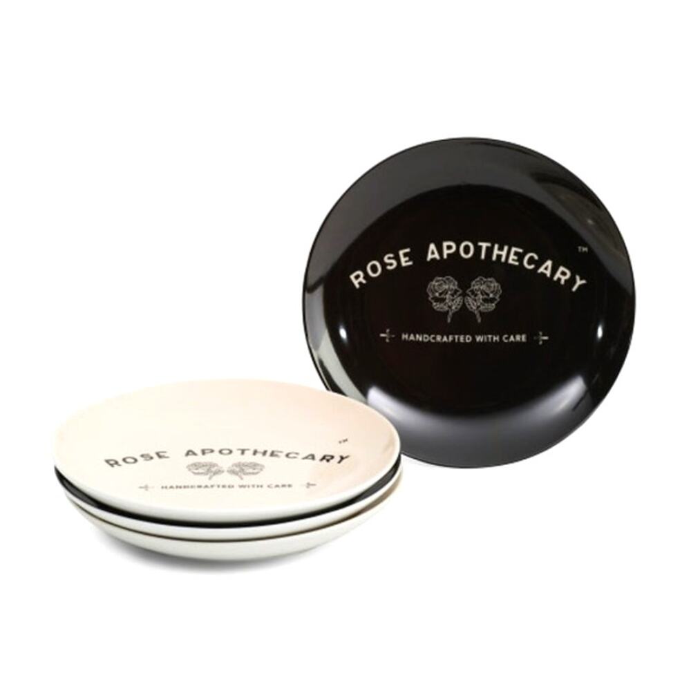 4pc Schitts Creek Halloween Rose Apothecary Appetizer Plates 6in Black Ivory NEW